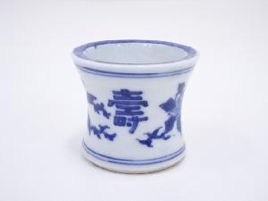 京焼　染付草花文蓋置